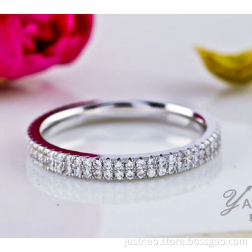 925 sterling silver ring, CZ pave setting wedding band ring for bridal